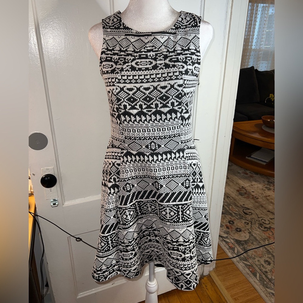 HeartSoul Black and White Geometric Mini Dress